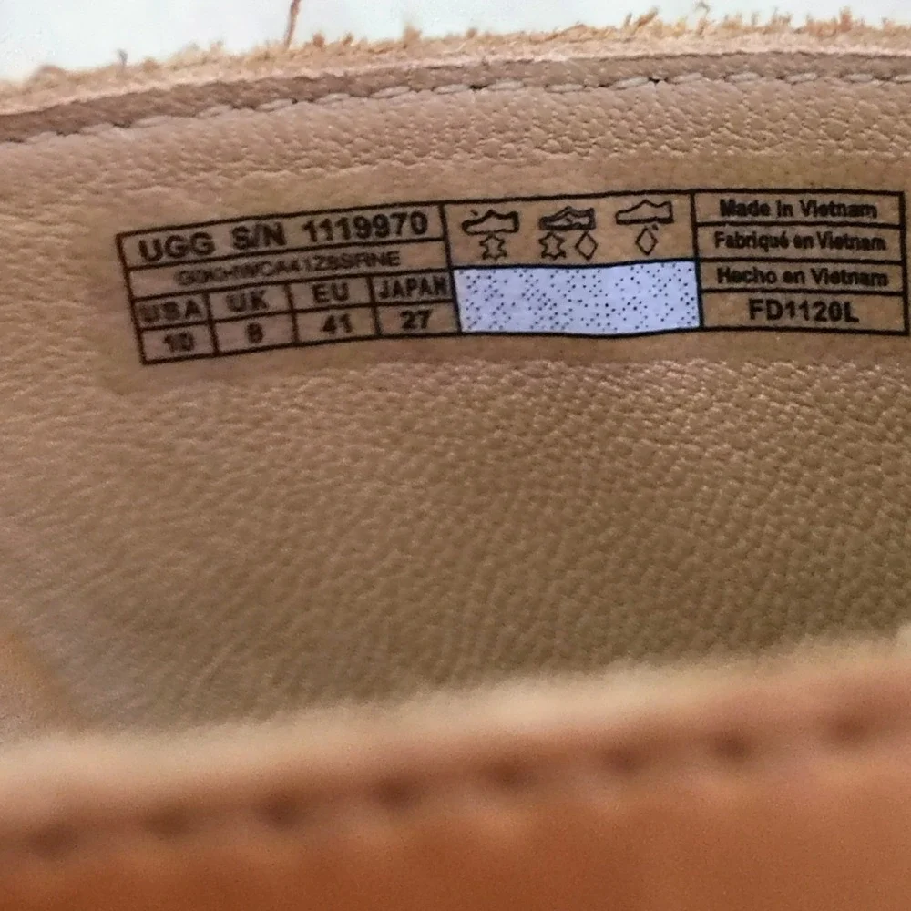 UGG Eirene Espadrille Wedge Sandals Women 10 Brown Leather Jute Boho Chic Resort